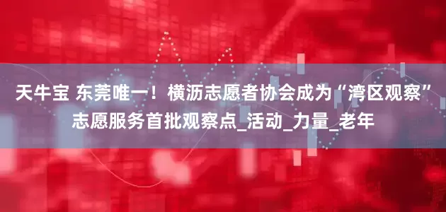 天牛宝 东莞唯一！横沥志愿者协会成为“湾区观察”志愿服务首批观察点_活动_力量_老年